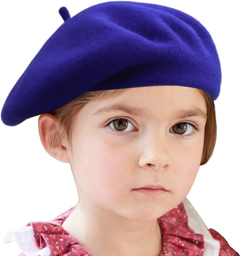 Wheebo Berets for Kids Wool French Beret Hats Artist Painter Hats for Little Girls Boys Solid Color Style - Image 1